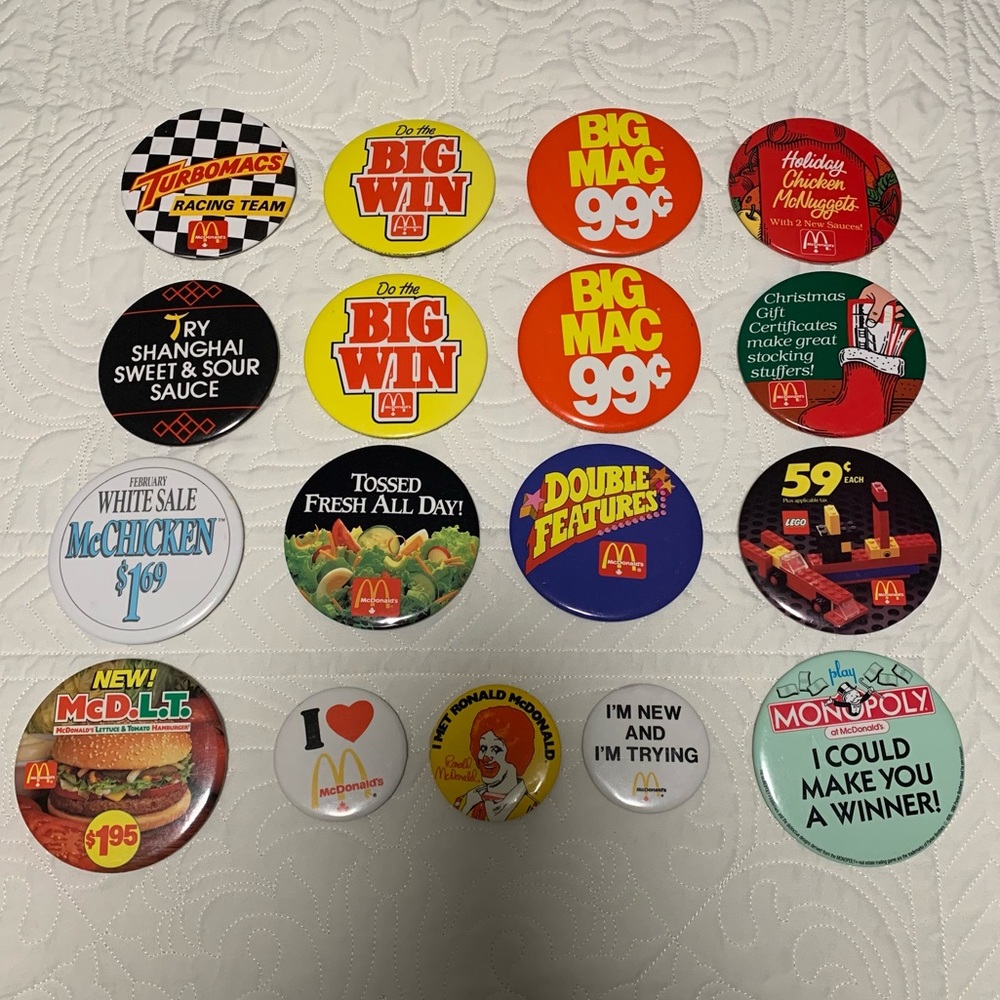 Vintage McDonalds button pins employee hamburger Ronald McDonald pin collectible - Picture 6 of 6